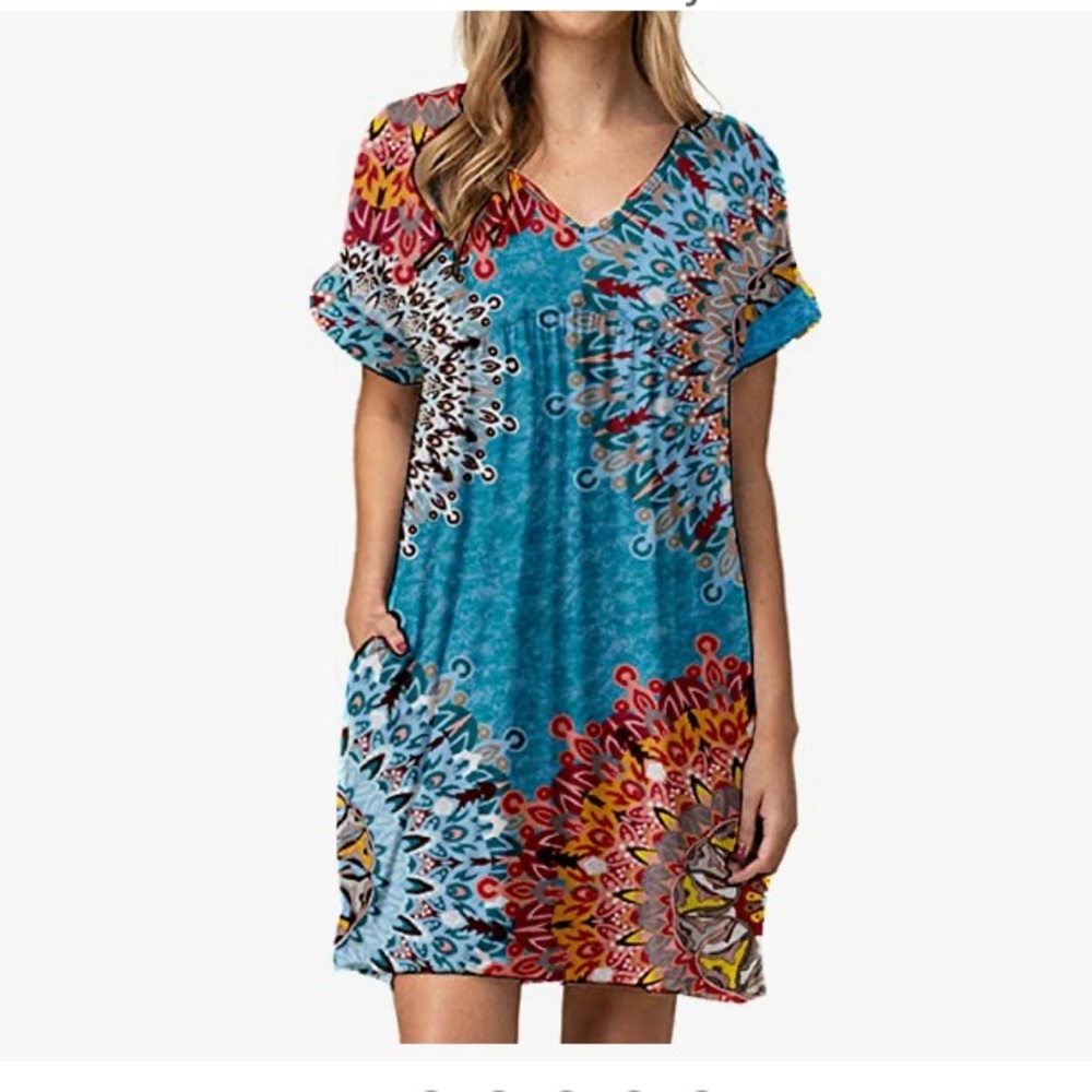 Women's Summer Tshirt Dress Casual Mini Tunic Flowy Dress (BRAND NEW WITH TAG)